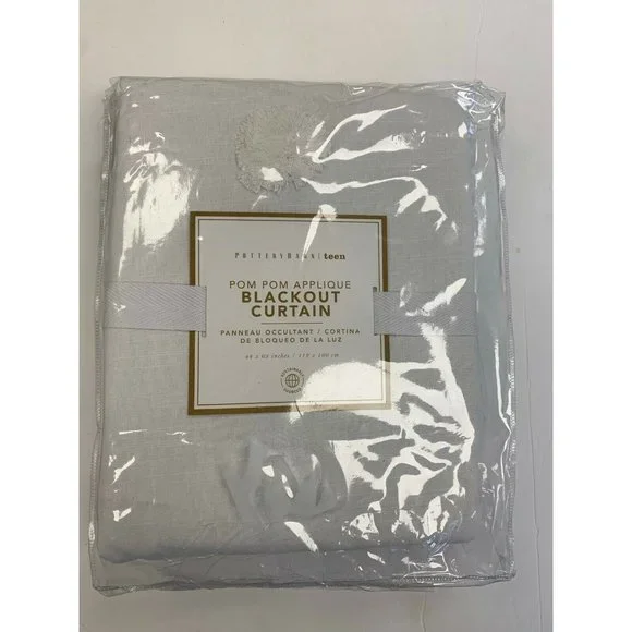 Pottery Barn Teen Pom Pom Applique Blackout Curtain Panel